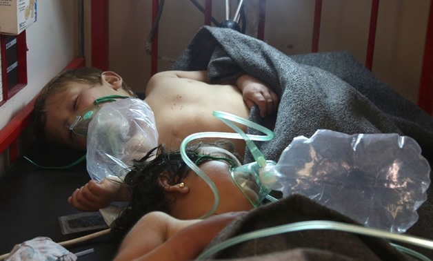 Syrian Children receiving treatment after chemical attack - AFP 