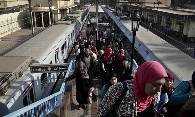Egyptian women exit a metro station in Cairo. Egypt doubled the price of tickets to 2 Egyptian pounds, effective from Friday. (File photo: Reuters)
