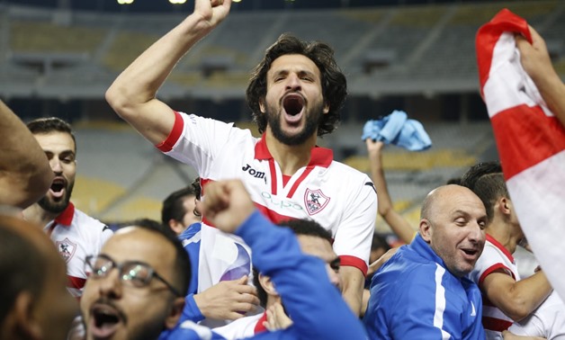 Zamalek defender, Mahmoud Alaa, celebrate the title, photo courtesy of Karim Abdel-Aziz 
