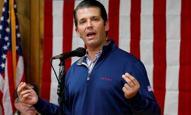 U.S. President Donald Trump's son, Donald Trump Jr. speaks during a campaign event for Republican congressional candidate Rick Saccone at the Blaine Hill Volunteer Fire dept. in Elizabeth Township, Pennsylvania, U.S. March 12, 2018. REUTERS/Brendan McDerm
