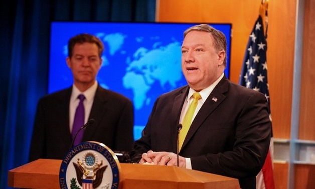 U.S. Secretary of State Mike Pompeo and Ambassador-at-Large for International Religious Freedom, Sam Brownback, releases and comments on the department's annual report on religious freedom around the world in Washington, U.S., May 29, 2018. REUTERS/Mary F