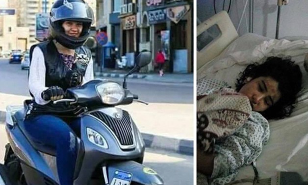 Samreen on her scooter (L) and laid in her bed in hospital during treatment from the fatal sexual harassment incident (R) - File photo/Facebook
