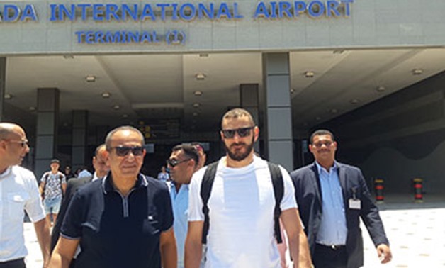 FILE - Karim Benzema at Hurghada International Airport 