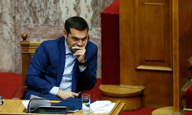 Greek Prime Minister Alexis Tsipras attends a parliamentary session before a vote following a motion of no confidence by the main opposition in dispute over a deal on neighbouring Macedonia's name, in Athens, Greece June 16, 2018. REUTERS/Costas Baltas
