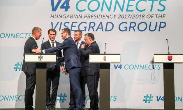 The leaders of the four central European Visegrad states were joined at the summit by Austrian Chancellor Sebastian Kurz
