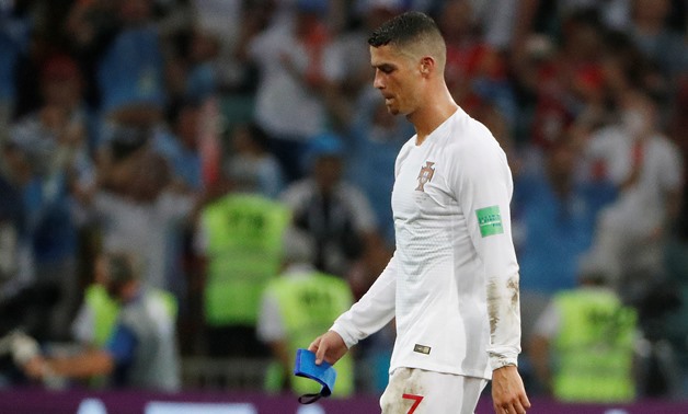 Soccer Football - World Cup - Round of 16 - Uruguay vs Portugal - Fisht Stadium, Sochi, Russia - June 30, 2018 Portugal's Cristiano Ronaldo looks dejected after the match REUTERS/Jorge Silva
