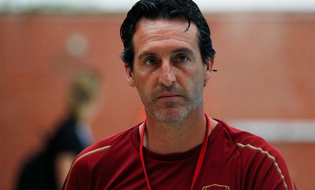 Arsenal coach Unai Emery attends a training session in Singapore July 25, 2018. REUTERS/Edgar Su
