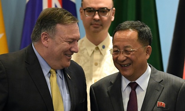 US Secretary of State Mike Pompeo briefly met North Korea's Foreign Minister Ri Yong Ho at the summit
