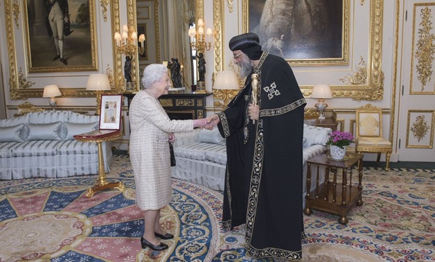 Queen Elizabeth receives Pope Tawadros in Windsor Palace Photo via Royal Family Twitter account