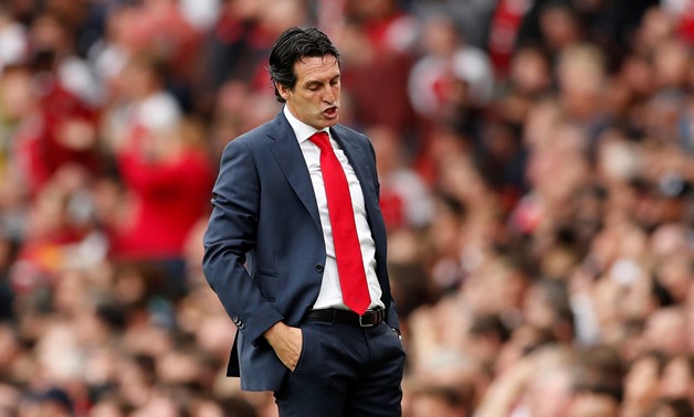 Soccer Football - Premier League - Arsenal v Manchester City - Emirates Stadium, London, Britain - August 12, 2018 Arsenal manager Unai Emery reacts Action Images via Reuters/John Sibley