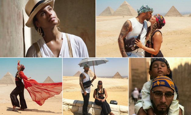 Alicia Keys and her husband in front of the pyramids on August 2018 – Alicia Keys on Instagram