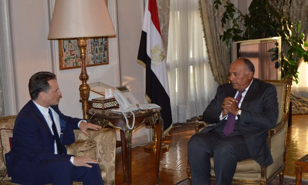 Egyptian Foreign Minister SamehShoukryreceivesPierre Krähenbühl, the commissioner general for the UNRWA, September 10, 2018 – Press photo