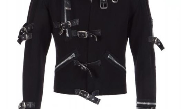 A black synthetic-blend jacket Michael Jackson wore on his 1989 Bad World Tour is pictured in this photo provided by Julien's Auctions, October 25, 2018. Julien's Auctions/Handout via REUTERS.