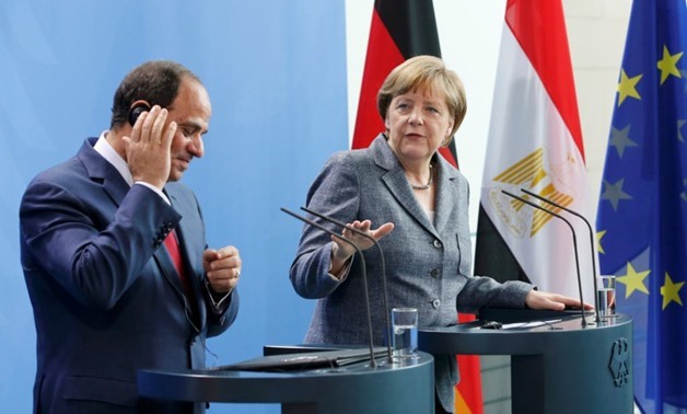 Joint press conference for Egyptian President Abdel Fattah al-Sisi and German Chancellor Angela Merkel
