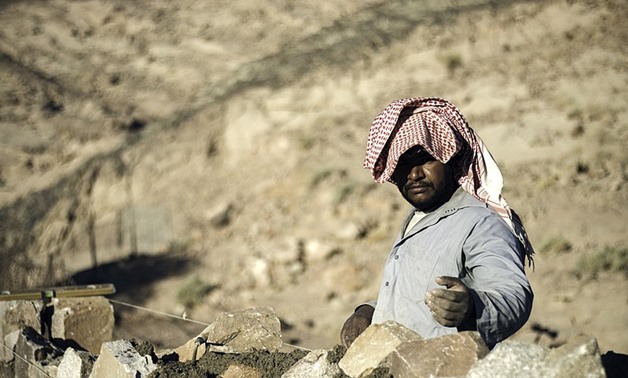 Builders from Al Tarfa Village in Saint Catherine Region, South Sinai, Egypt, building a community center to help enhance the services in the village – Wikimedia Commons/Amrdahish
