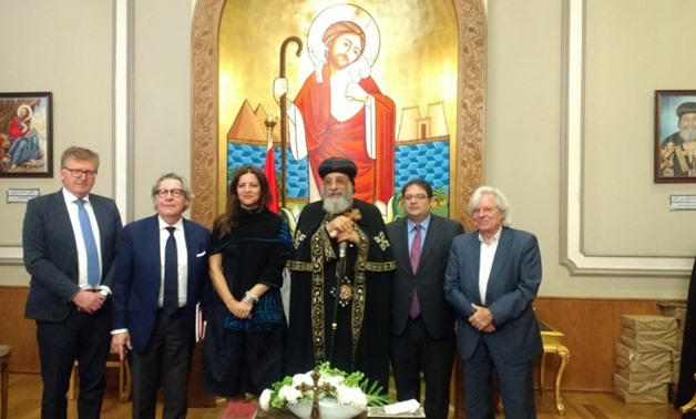  Pope Tawadros II, Pope of Alexandria and Patriarch of the See of St. Mark and Al Azhar Grand Imam Ahmed el Tayyeb met with delegation from the European Parliament and European Union (EU) Delegation to Egypt Ambassador Ivan Surkos to discuss efforts to ta