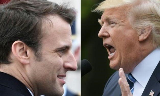 U.S. President Donald Trump (R), French President Emmanuel Macron (L)