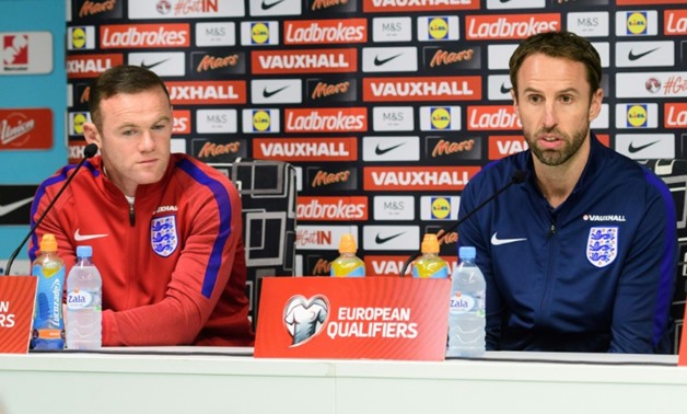 England manager Gareth Southgate (right) has defended the decision to honour Wayne Rooney in a friendly against the USA next week
AFP / Jure MAKOVEC
England manager Gareth Southgate (right) has defended the decision to honour Wayne Rooney in a friendly 