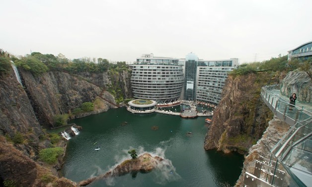 A general view of the Interconintal Shanghai Wonderland, a hotel built on the site of a former quarry, before its opening to the public, in Shanghai, China November 15, 2018 - Reuters