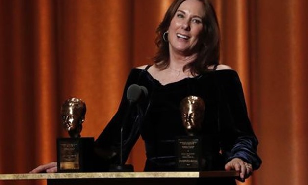 2018 Governors Awards- Show - Hollywood, California, U.S., 18/11/2018 - Honoree Kathleen Kennedy accepts the Irving G. Thalberg Memorial Award. REUTERS/Mario Anzuoni

