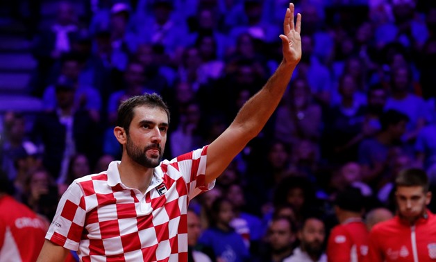 Tennis - Davis Cup Final - France v Croatia - Stade Pierre Mauroy, Lille, France - November 25, 2018 Croatia's Marin Cilic waves to the crowd after winning his match against France's Lucas Pouille REUTERS/Pascal Rossignol
