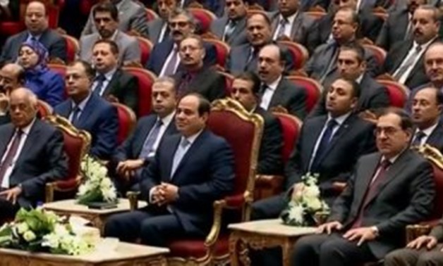 President Abdel Fatah al-Sisi inaugurated the 15 Arab International Mineral Resources Conference taking place on November 26-28, 2018 in Cairo, Egypt. TV Screenshot 
