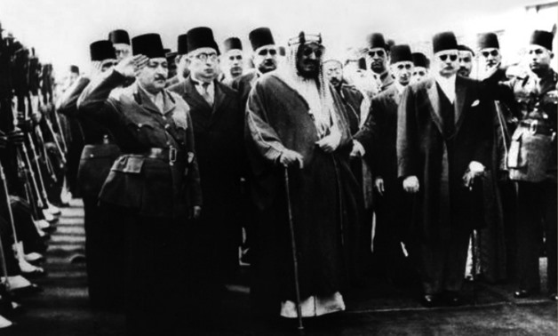 King Farouk receives King Abdul Aziz during his visit to Egypt - CC