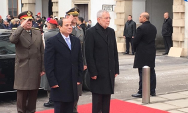 Austrian President Alexander Van der Bellen receives his Egyptian counterpart Abel Fatah al-Sisi upon his arrival at Vienna
