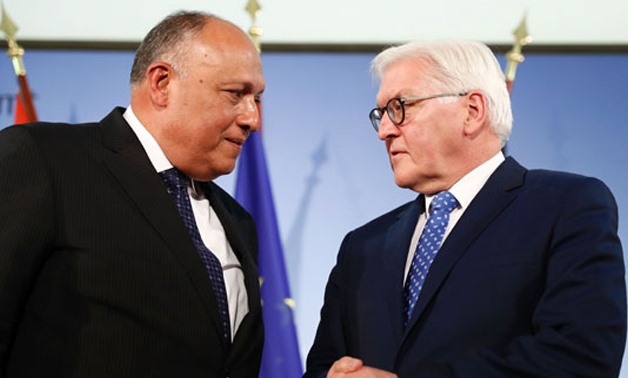 Foreign Minister Sameh Shoukry with German counterpart Sigmar Gabriel- (Archive)
