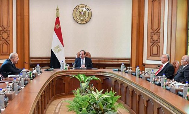 President Abdel Fattah El Sisi with members of the council of Judicial bodies - press photo