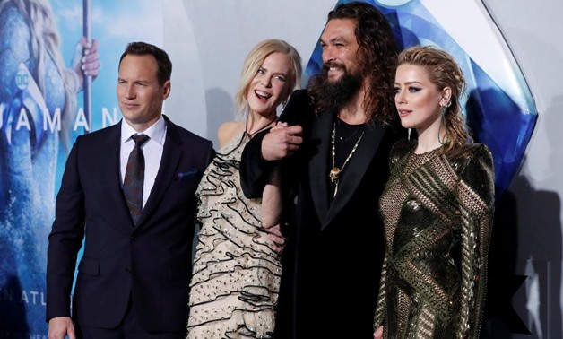 Cast members Patrick Wilson, Nicole Kidman, Jason Momoa and Amber Heart at the premier for 'Aquaman' in Los Angeles, California, US on Dec. 12, 2018 - Reuters