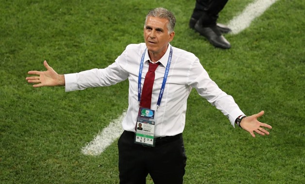  Mordovia Arena, Saransk, Russia - June 25, 2018 Iran coach Carlos Queiroz appeals for a VAR review during the match REUTERS/Lucy Nicholson