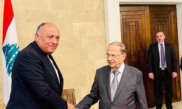  President Michel Aoun received Foreign Minister Sameh Shoukry on January 18, 2019 in Lebanon- Press photo
