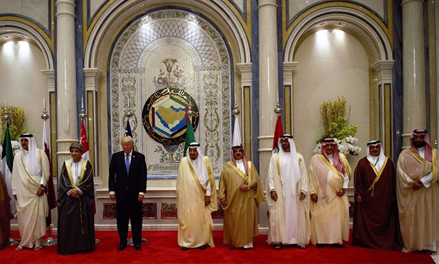 U.S. President Donald Trump (middle) during meeting with GCC leaders - Courtesy of Riyadh summit Twitter account 