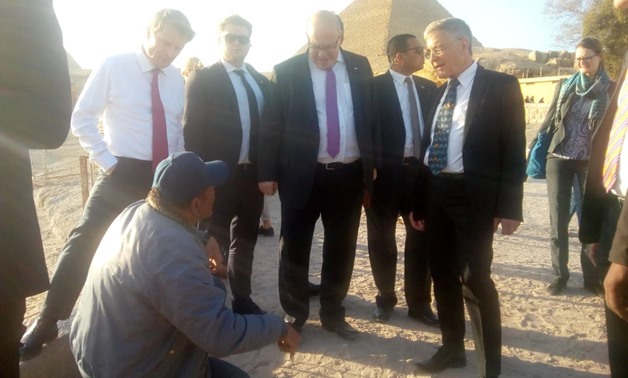 German Federal Minister for Economic Affairs and Energy Peter Altmaier during his visit the Giza Pyramids - Press Photo 