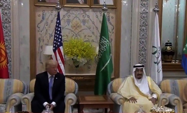 American President Donald Trump (L) meets with Saudi King Salman bin Abdelaziz at Riyadh summit – Courtesy of Riyadh Summit Twitter account