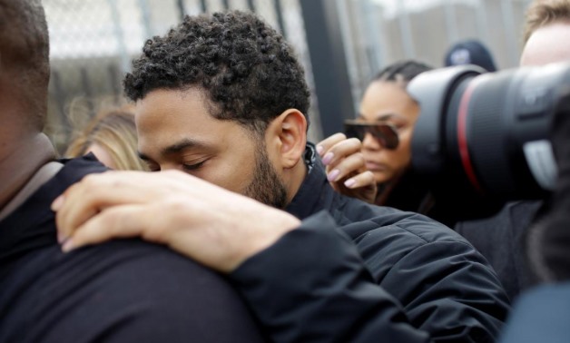 Jussie Smollett exits Cook Country Department of Corrections after posting bail in Chicago, Illinois, U.S., February 21, 2019. REUTERS/Joshua Lott