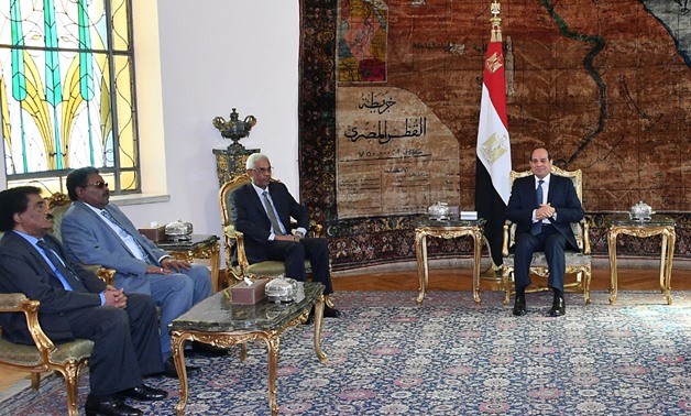 President Abdel Fatah al-Sisi (R) receives Sudan's First Vice PresidentAwad Mohamed Ahmed Ibn Auf; Salah Gosh, head of Sudan's National Intelligence and Security Services; and Sudan’s Ambassador to Egypt - Press photo