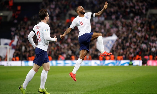Soccer Football - Euro 2020 Qualifier - Group A - England v Czech Republic - Wembley Stadium, London, Britain - March 22, 2019 England's Raheem Sterling celebrates scoring their fourth goal and completing a hat-trick Action Images via Reuters/Carl Recine 