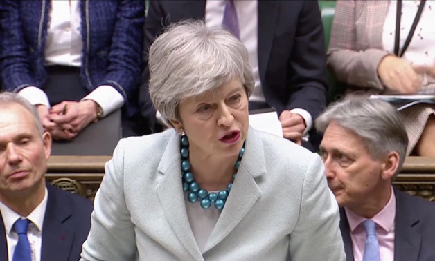British Prime Minister Theresa May delivers a statement in the Parliament in London, Britain March 25, 2019, in this still image taken from video. Reuters TV/via REUTERS