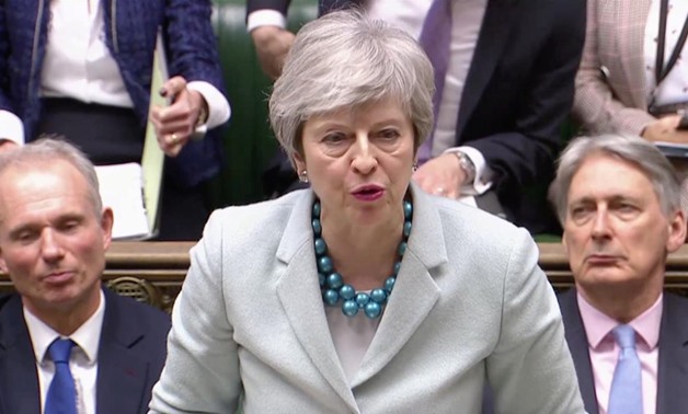 British Prime Minister Theresa May delivers a statement in the Parliament in London, Britain March 25, 2019, in this still image taken from video. Reuters TV/via REUTERS