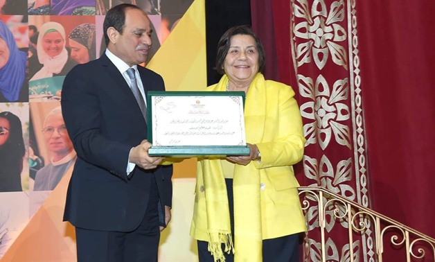 President El Sisi honored Mrs. Hoda Halim Abou Seif , known as Loula Zaklama, as one of the honorable women role models of Egypt