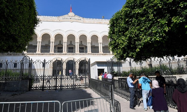 Tunis courthouse where the first public hearing was held for the trial of 33 people in connection beach massacre - AFP