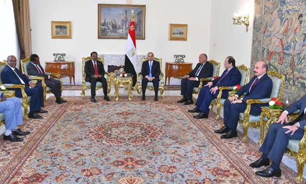 President Abdel Fatah al-Sisi in a meeting with Somali counterpart Mohamed Abdullahi Farmaajo in Cairo, Egypt. April 23, 2019. Press Photo 