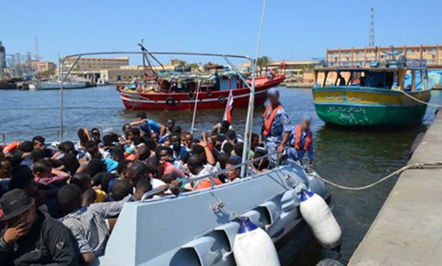 Egyptian and other migrants apprehended in a military boat near the coast of Alexandria, September 6, 2015 (Photo: Courtesy of Egypt's army spokesman's official Facebook page)
