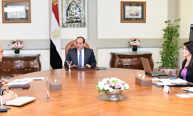 President Sisi meets with Minister of Tourism Rania Al Mashat in presence of Prime Minister Mustafa Madbouli, Presidential Spokesperson Bassam Radi- Press photo