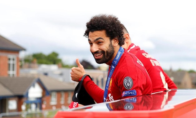 Liverpool's Mohamed Salah during the victory parade. Reuters