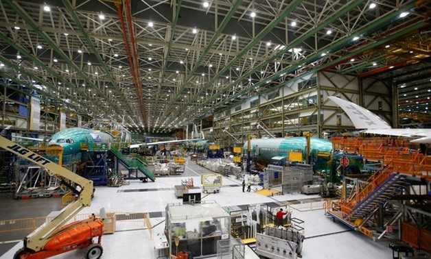 Several Boeing 777X aircraft are seen in various stages of production during a media tour of the Boeing 777X at the Boeing production facility in Everett, Washington, U.S., February 27, 2019. REUTERS/Lindsey Wasson
