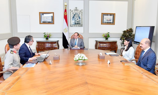 President Sisi meets with Minister of Antiquities Khaled        Anani and Minister of Tourism Rania al-Mashat on Sunday- Press        photo