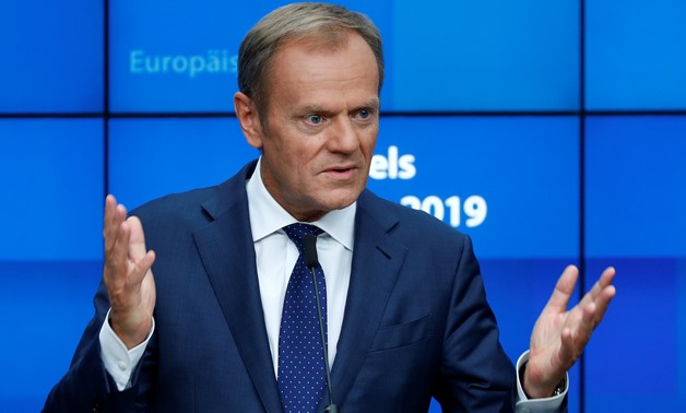 European Council President Donald Tusk talks during a news conference after the European Union leaders summit in Brussels, Belgium, June 21, 2019. REUTERS/Francois Lenoir
